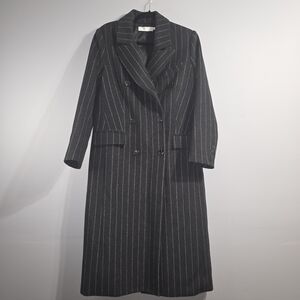 Pinstripe Double-Breasted Coat